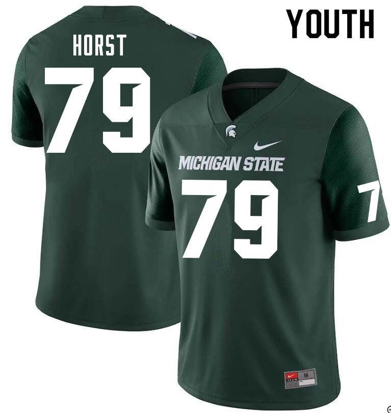 Youth #79 Jarrett Horst Michigan State Spartans College Football Jerseys Sale-Green